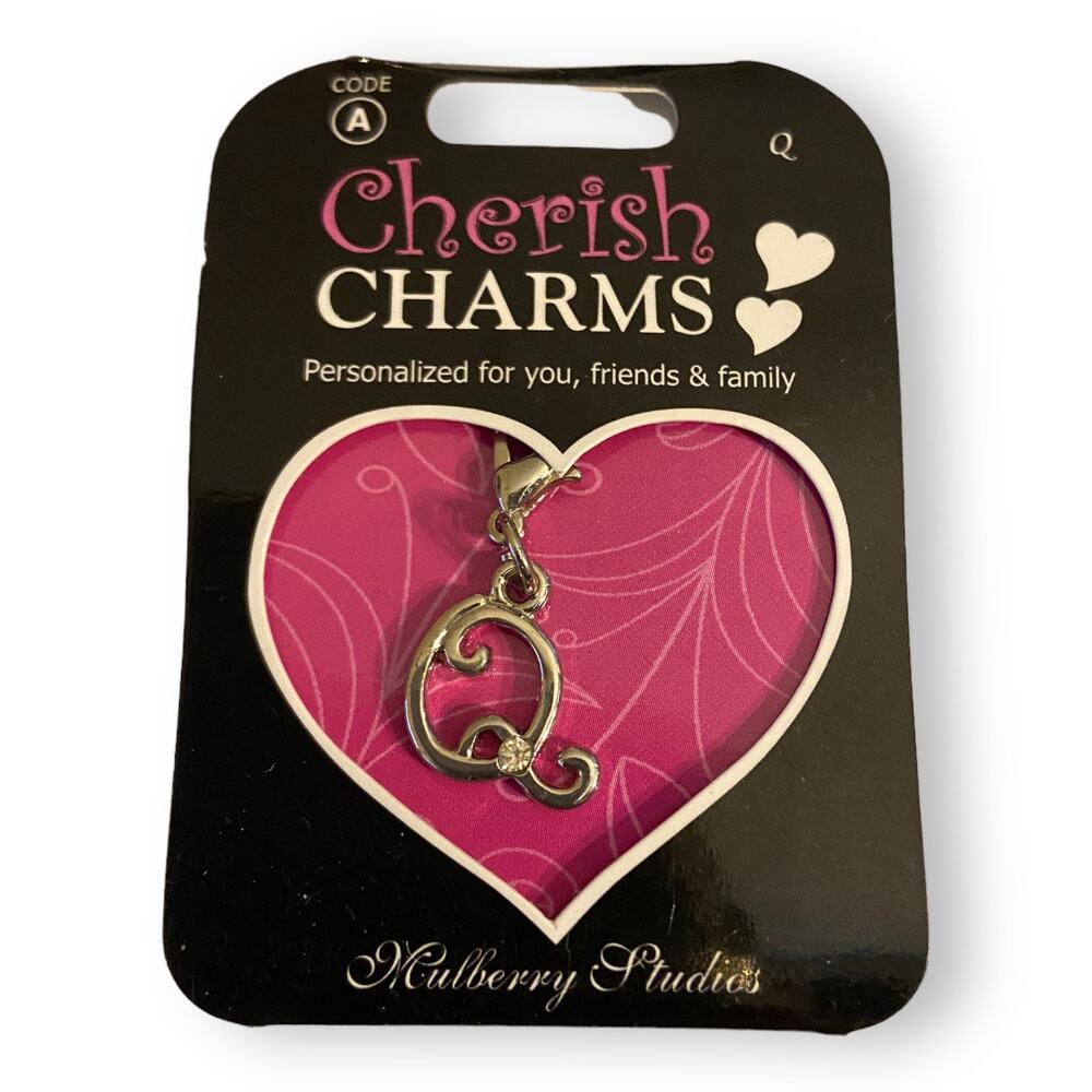 Cherish Charms Q Monogram Initial Bracelet Charm NEW NWT Silvertone